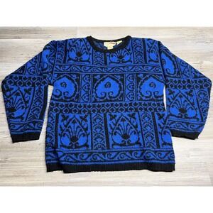 Vintage Nilani Women's Sweater Baroque Pattern‎ Size Small Shoulder Pads